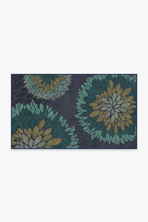 Floral Medallion Navy Rug 3'x5' | Stain-Resistant