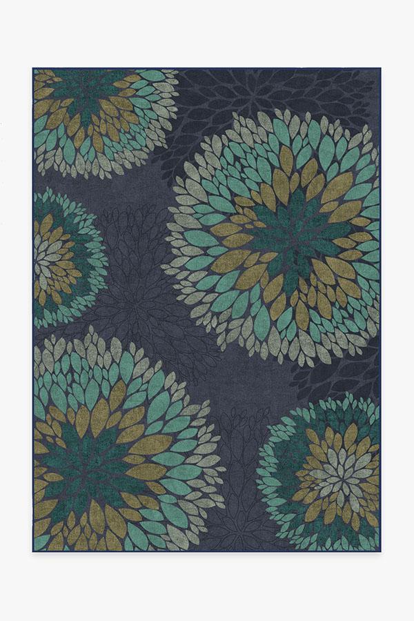 Floral Medallion Navy Rug 5'x7' | Stain-Resistant