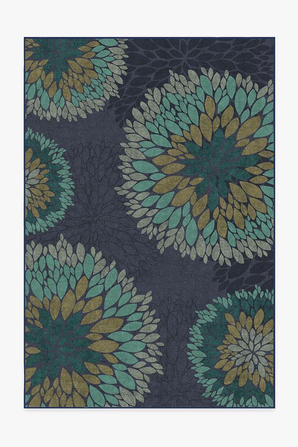 Floral Medallion Navy Rug 6'x9' | Stain-Resistant