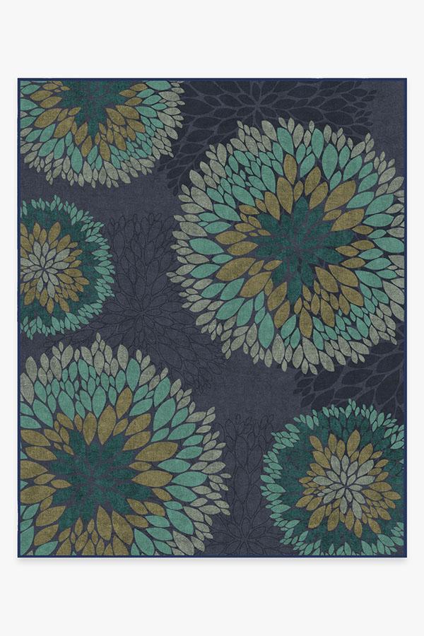 Floral Medallion Navy Rug 8'x10' | Stain-Resistant
