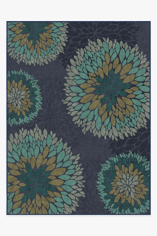 Floral Medallion Navy Rug 9'x12' | Stain-Resistant