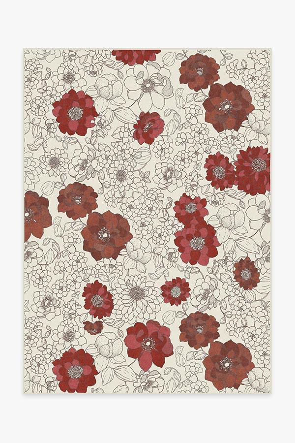 Floret Ruby Rug 5'x7' | Stain-Resistant