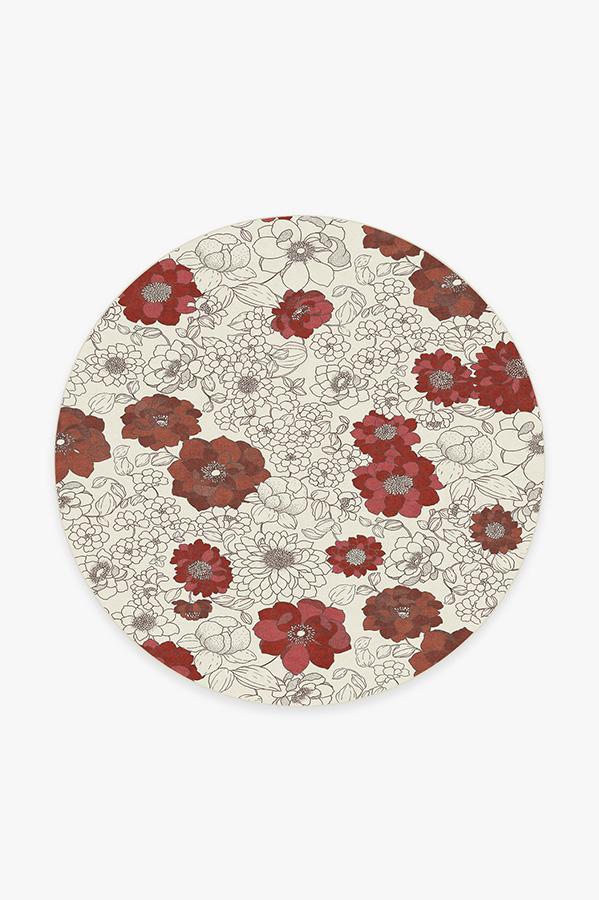 Floret Ruby Rug 6' Round | Stain-Resistant