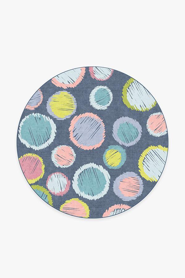 Freckles Teal Rug 6' Round | Stain-Resistant