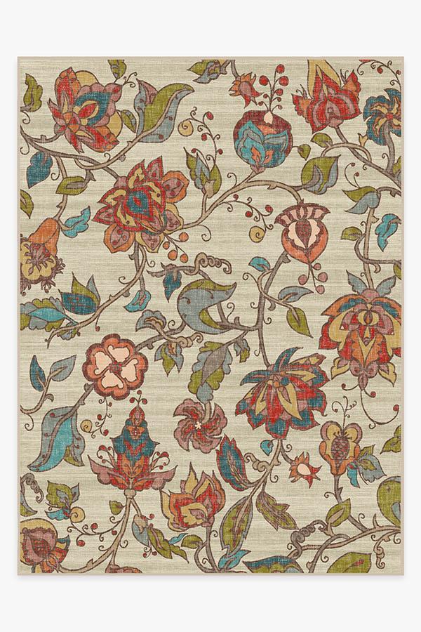 Frida Floral Natural Rug 9'x12' | Stain-Resistant