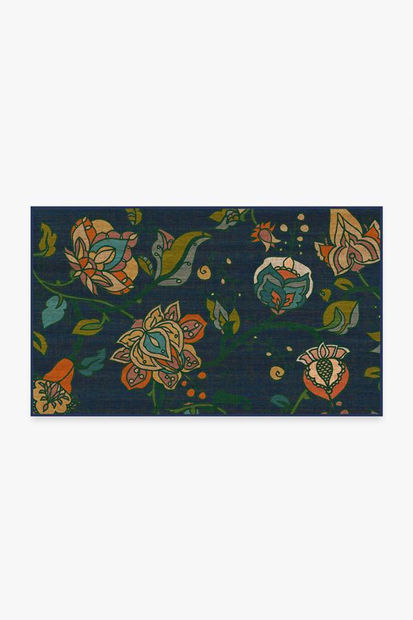 Frida Floral Navy Rug 3'x5' | Stain-Resistant