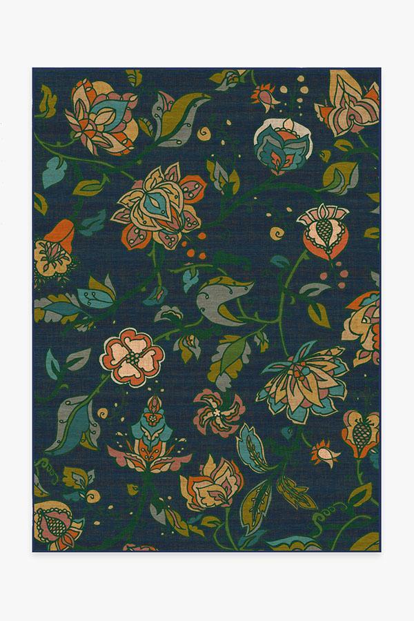 Frida Floral Navy Rug 5'x7' | Stain-Resistant