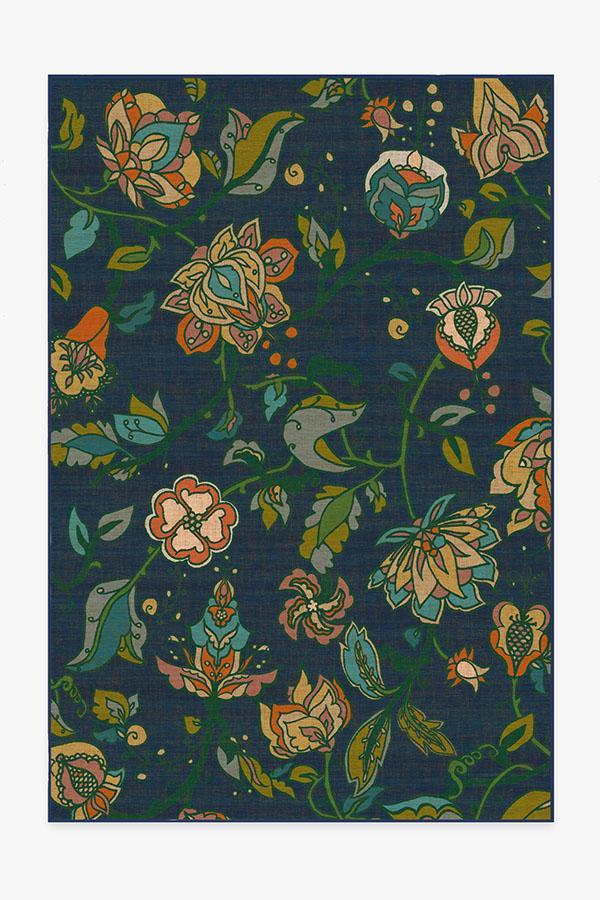Frida Floral Navy Rug 6'x9' | Stain-Resistant