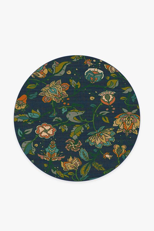 Frida Floral Navy Rug 6' Round | Stain-Resistant