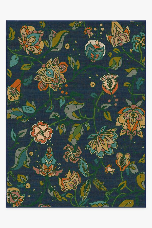 Frida Floral Navy Rug 9'x12' | Stain-Resistant