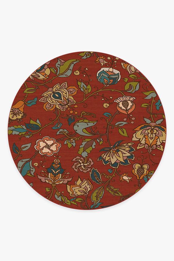 Frida Floral Red Rug 8' Round | Stain-Resistant