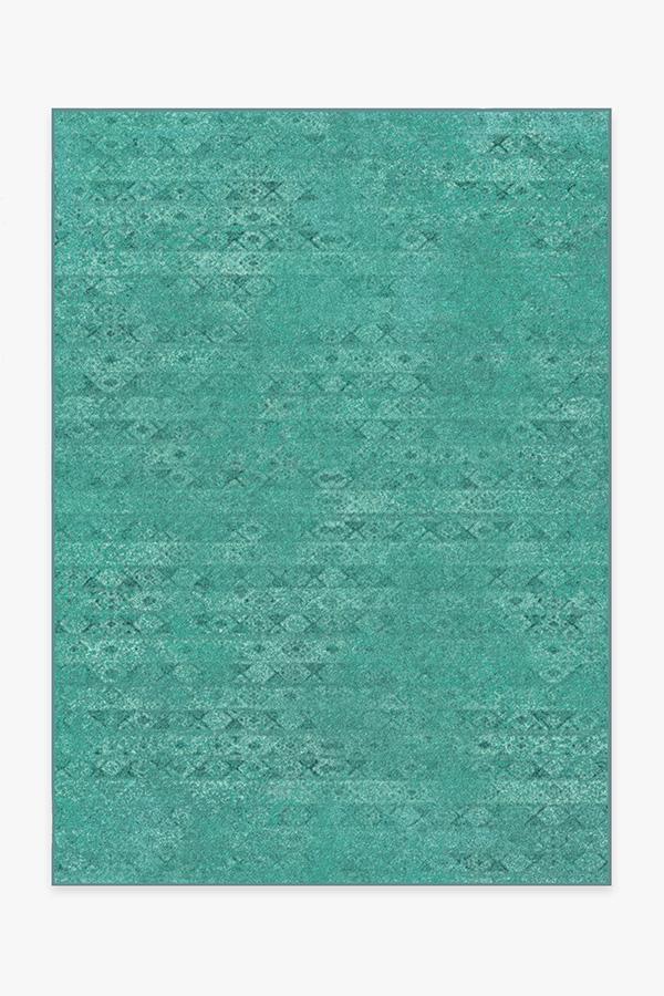 Gabbeh Teal Blue Rug 5'x7' | Stain-Resistant