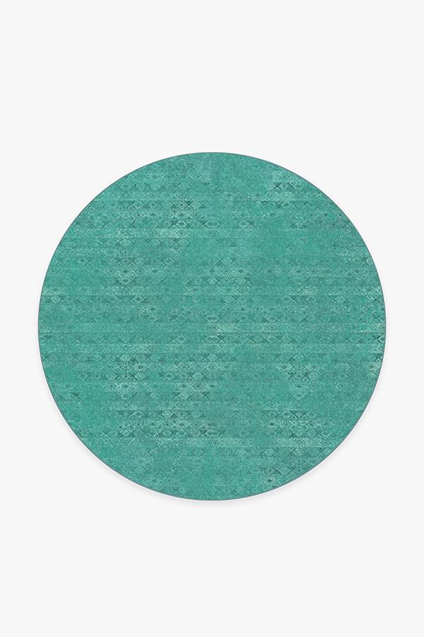Gabbeh Teal Blue Rug 6' Round | Stain-Resistant