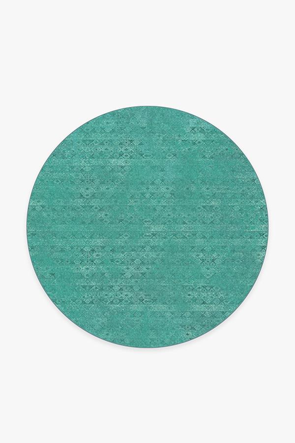 Gabbeh Teal Blue Rug 8' Round | Stain-Resistant