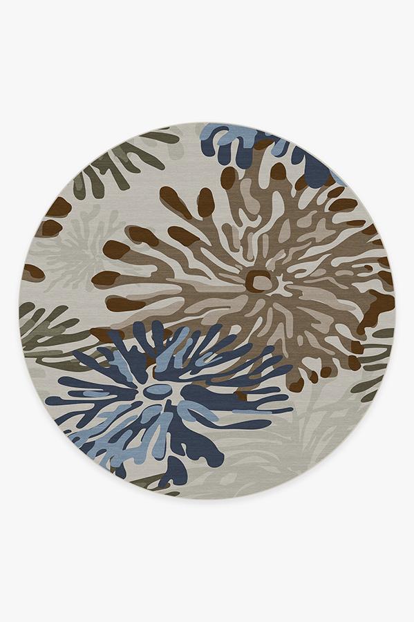 Genevieve Floral Natural Rug 8' Round | Stain-Resistant