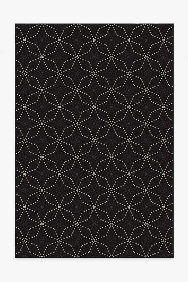 Geometrix Black Rug 6'x9' | Stain-Resistant