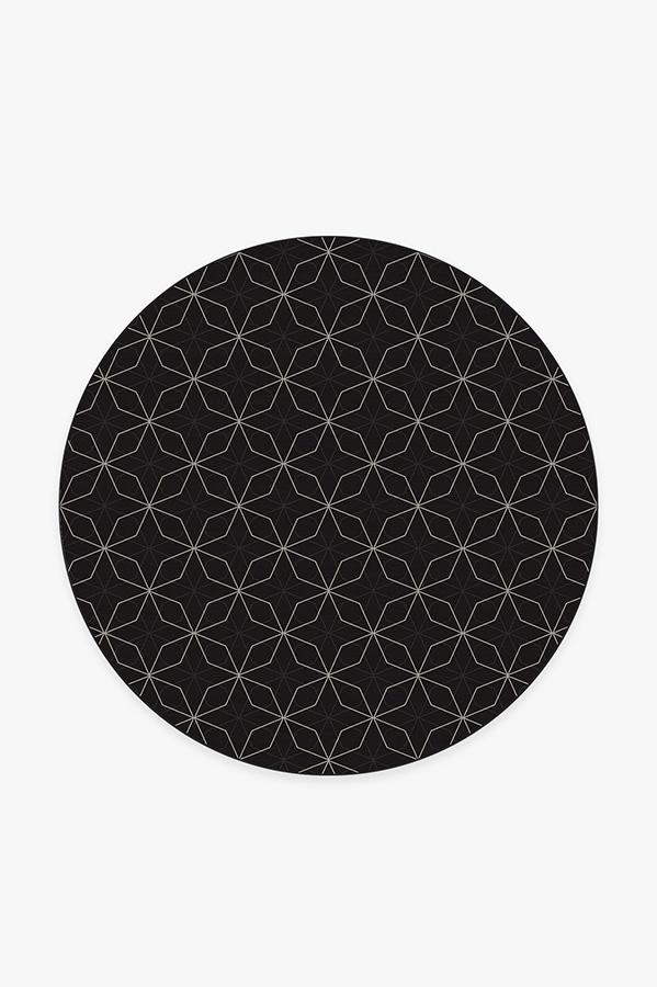 Geometrix Black Rug 6' Round | Stain-Resistant