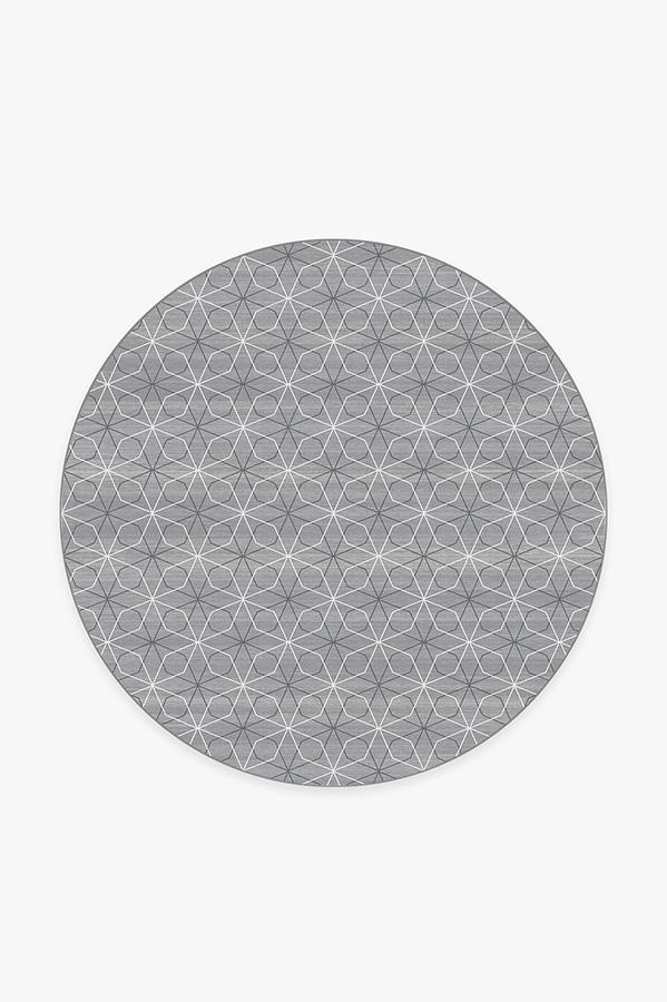 Geometrix Grey Rug 6' Round | Stain-Resistant