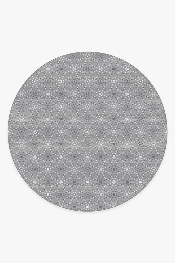Geometrix Grey Rug 8' Round | Stain-Resistant