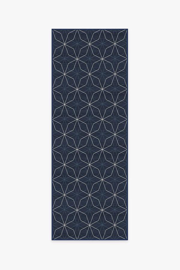 Geometrix Navy Rug 2.5'x7' | Stain-Resistant