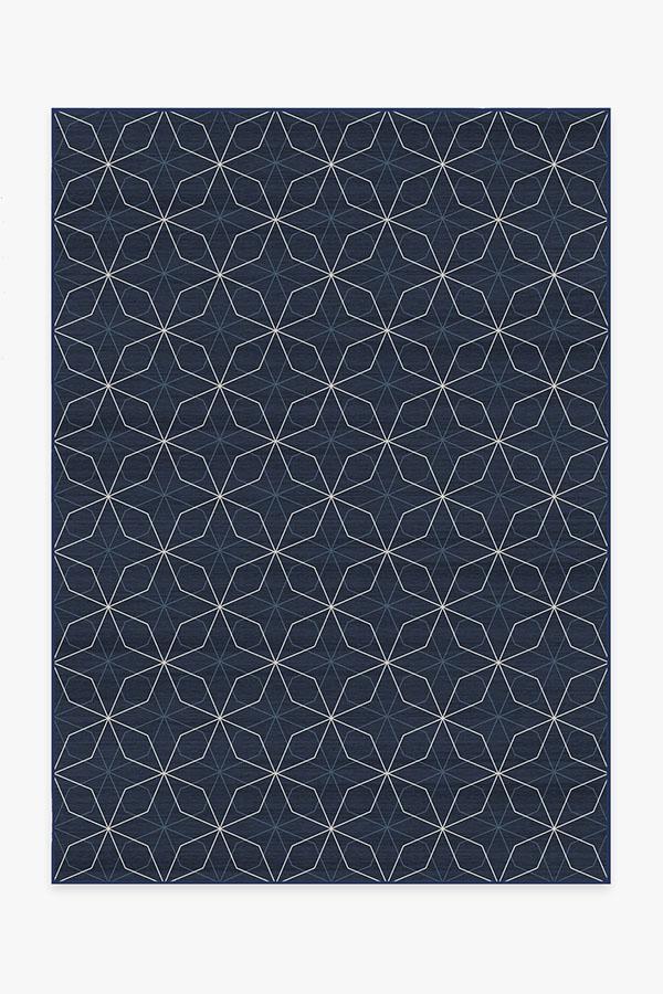Geometrix Navy Rug 5'x7' | Stain-Resistant