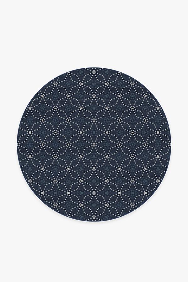 Geometrix Navy Rug 6' Round | Stain-Resistant
