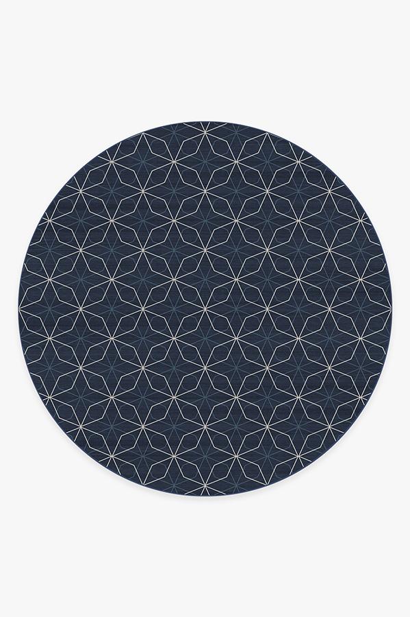 Geometrix Navy Rug 8' Round | Stain-Resistant