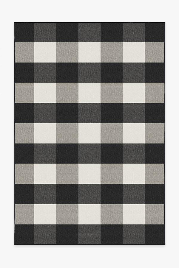 Outdoor Gingham Plaid Black & White Rug 6'x9' | Stain-Resistant