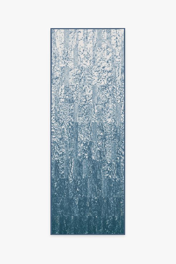 Granite Ombre Slate Blue Rug 2.5'x7' | Stain-Resistant