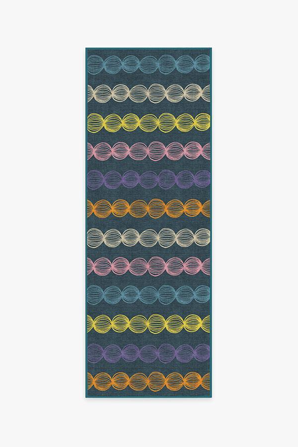 Gumdrops Teal Rug 2.5'x7' | Stain-Resistant