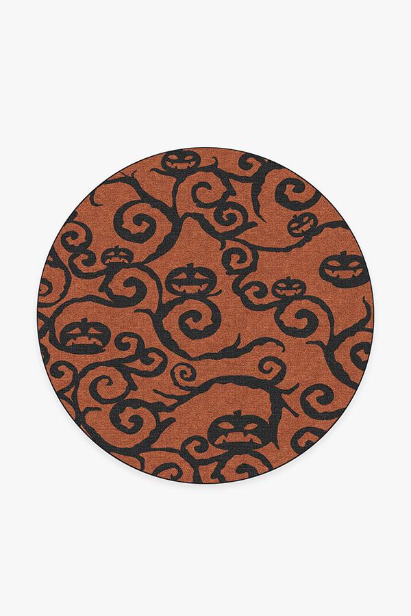 Halloween Night Rust Orange Rug 6' Round | Stain-Resistant