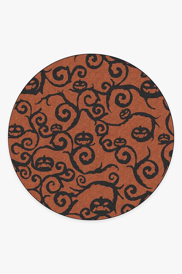 Halloween Night Rust Orange Rug 8' Round | Stain-Resistant