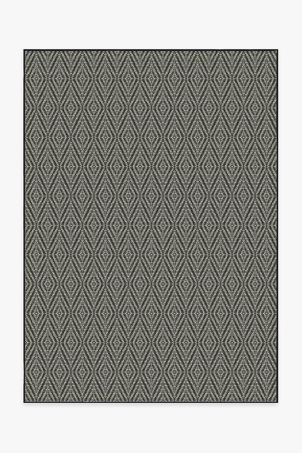 Outdoor Halo Diamond Black Rug 5'x7' | Stain-Resistant