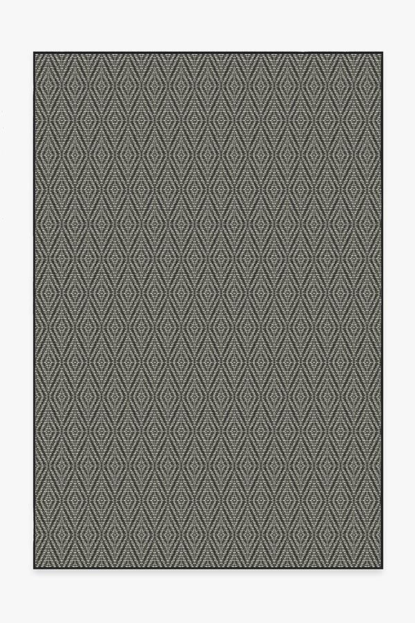Outdoor Halo Diamond Black Rug 6'x9' | Stain-Resistant