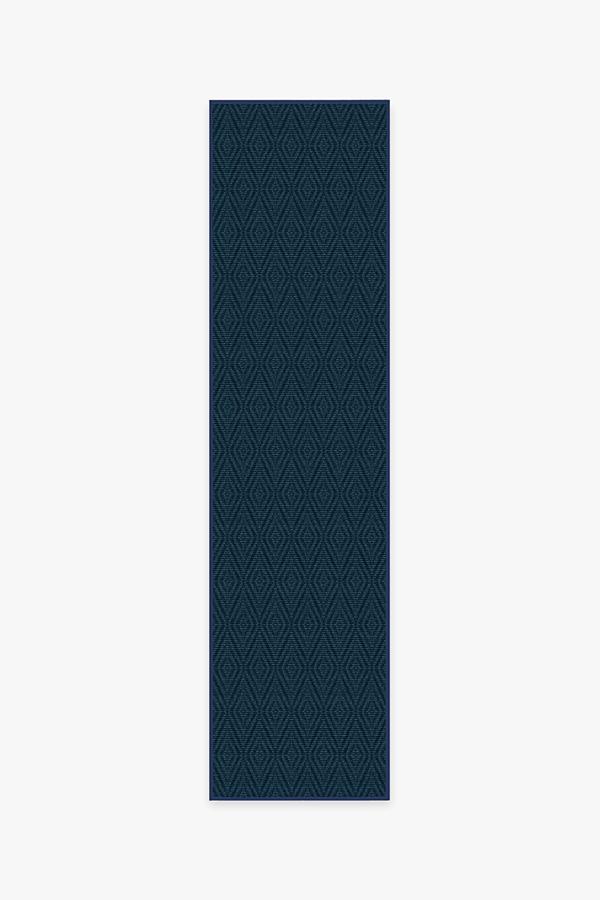 Outdoor Halo Diamond Navy Rug 2.5'x10' | Stain-Resistant