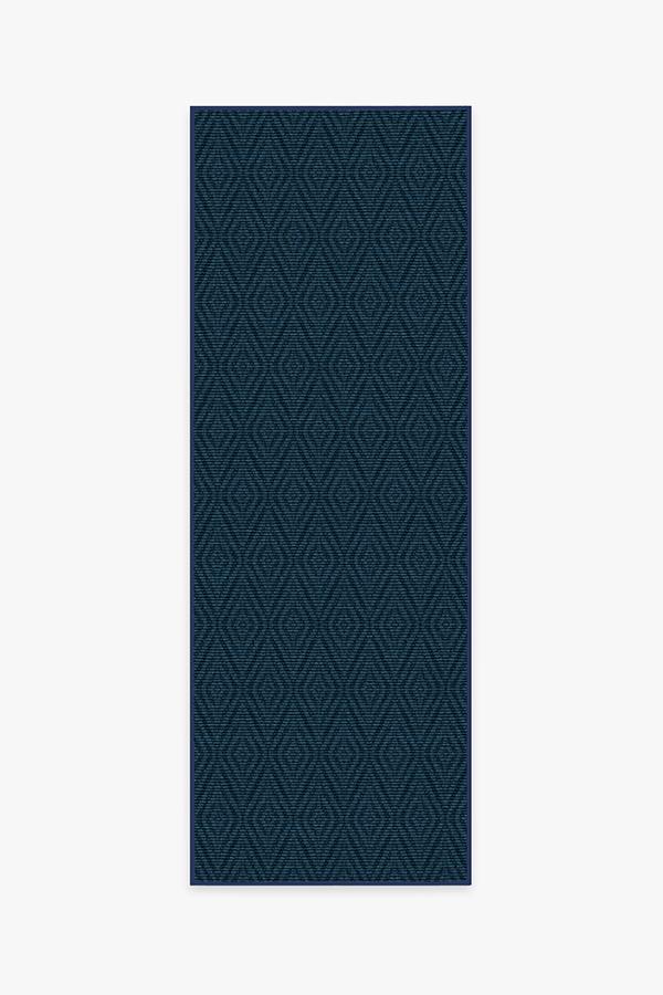 Outdoor Halo Diamond Navy Rug 2.5'x7' | Stain-Resistant