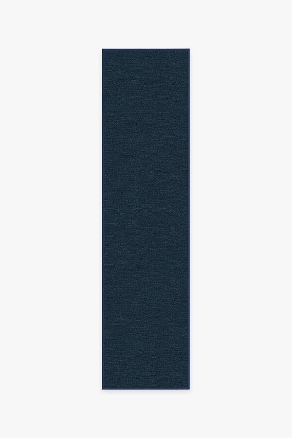 Heathered Solid Navy Rug 2.5'x10' | Stain-Resistant