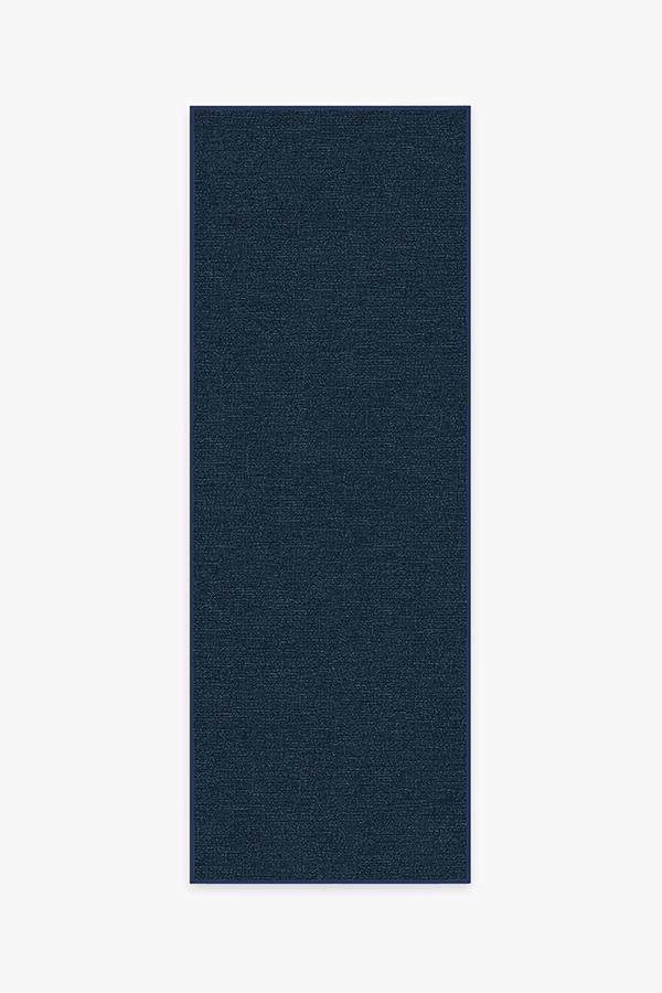 Heathered Solid Navy Rug 2.5'x7' | Stain-Resistant