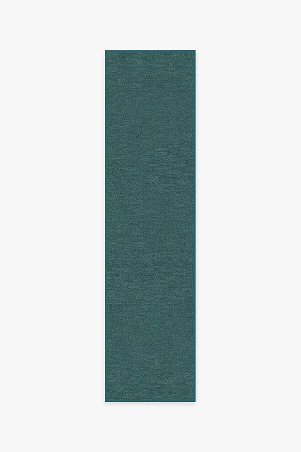 Heathered Solid Teal Blue Rug 2.5'x10' | Stain-Resistant