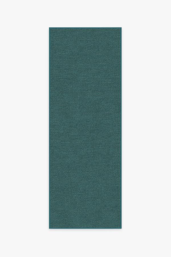 Heathered Solid Teal Blue Rug 2.5'x7' | Stain-Resistant