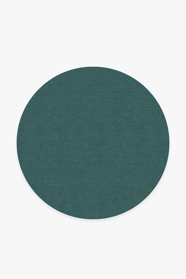 Heathered Solid Teal Blue Rug 6' Round | Stain-Resistant