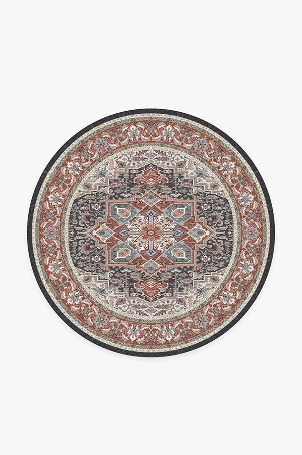 Hendesi Heriz Garnet Rug 6' Round | Stain-Resistant