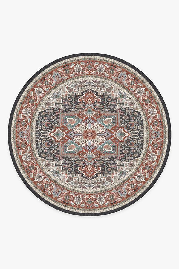Hendesi Heriz Garnet Rug 8' Round | Stain-Resistant