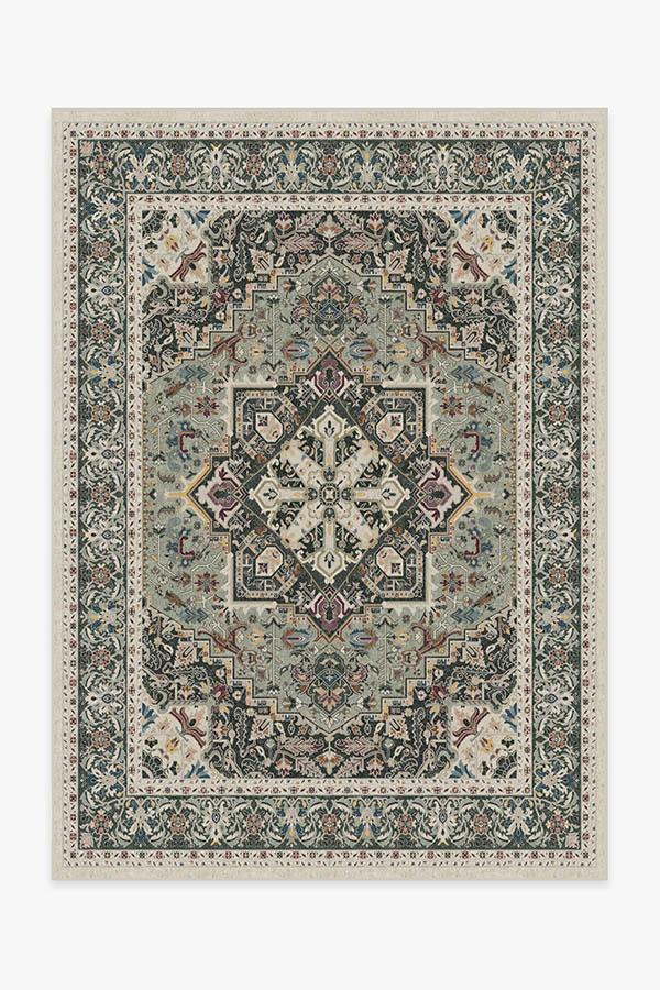 Hendesi Heriz Sage Rug 5'x7' | Stain-Resistant