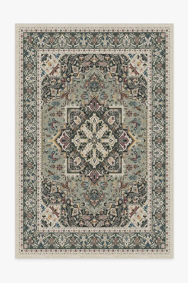 Hendesi Heriz Sage Rug 6'x9' | Stain-Resistant