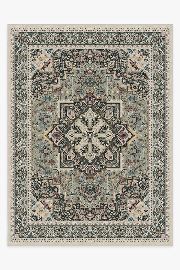 Hendesi Heriz Sage Rug 9'x12' | Stain-Resistant