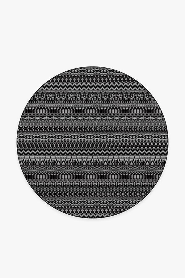 Henna Black Rug 6' Round | Stain-Resistant