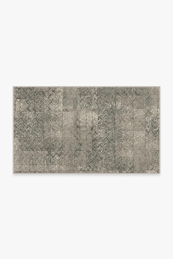 Herringbone Batik Ash Grey Rug 3'x5' | Stain-Resistant