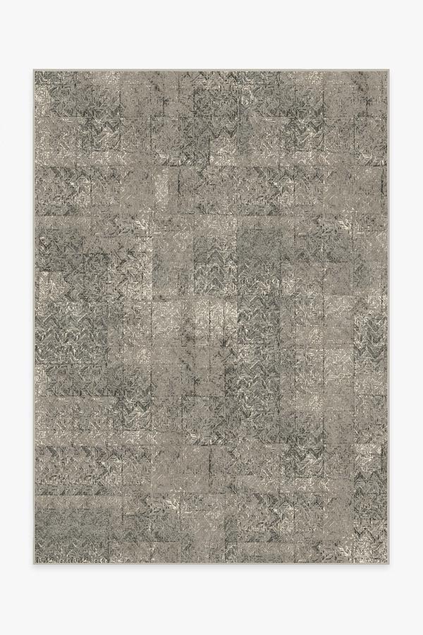 Herringbone Batik Ash Grey Rug 5'x7' | Stain-Resistant