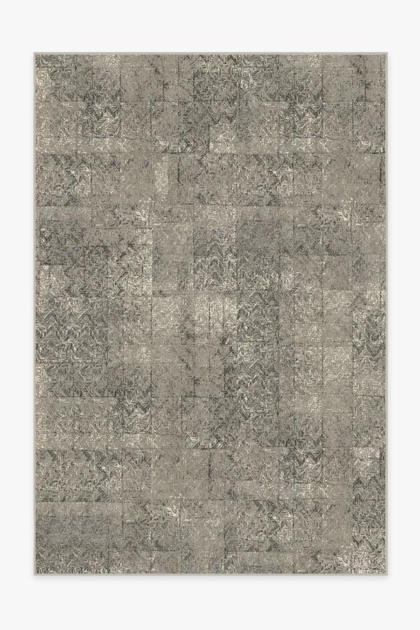 Herringbone Batik Ash Grey Rug 6'x9' | Stain-Resistant